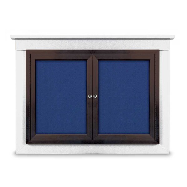 60"x36" 2-Door Enclosed Letterboard, Header, Black Felt/Cherry